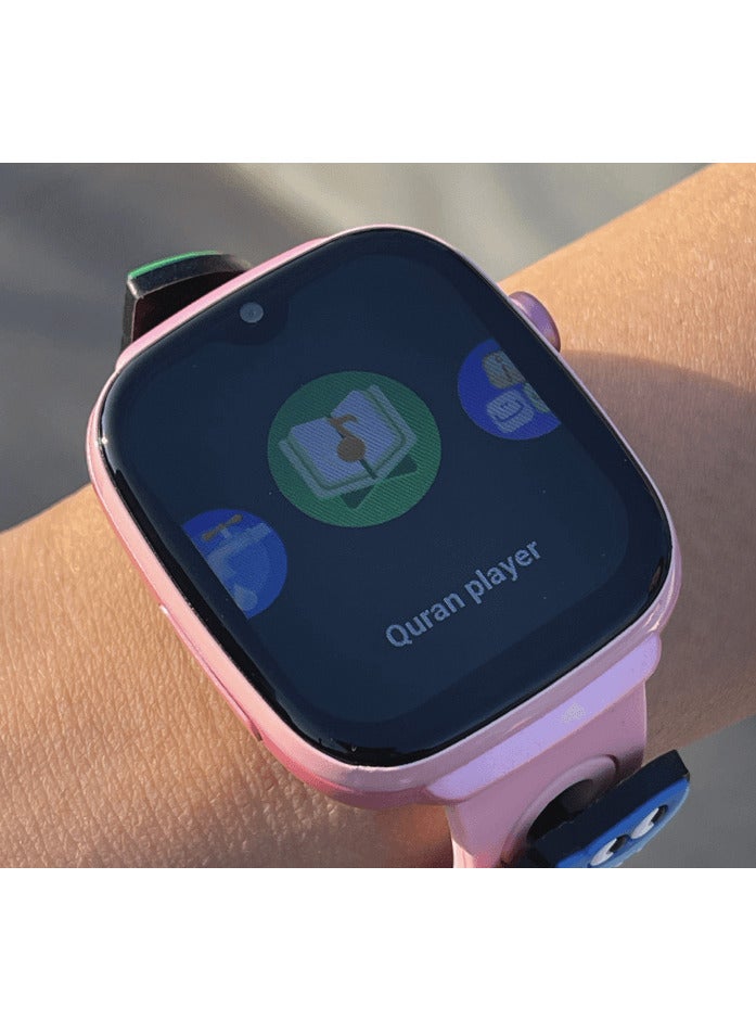 إيكيبلا ساعة Qwatch aMan K2 الذكية للأطفال، ساعة إسلامية ذكية لتعليم الصلاة، مزودة بمشغل قرآن، وتذكير بأوقات الصلاة، وعداد للمسابح، وأسماء الله الحسنى، ومقاومة للماء بمعيار IP67، وساعة iQibla الذكية للأطفال باللون الوردي. - Image 3